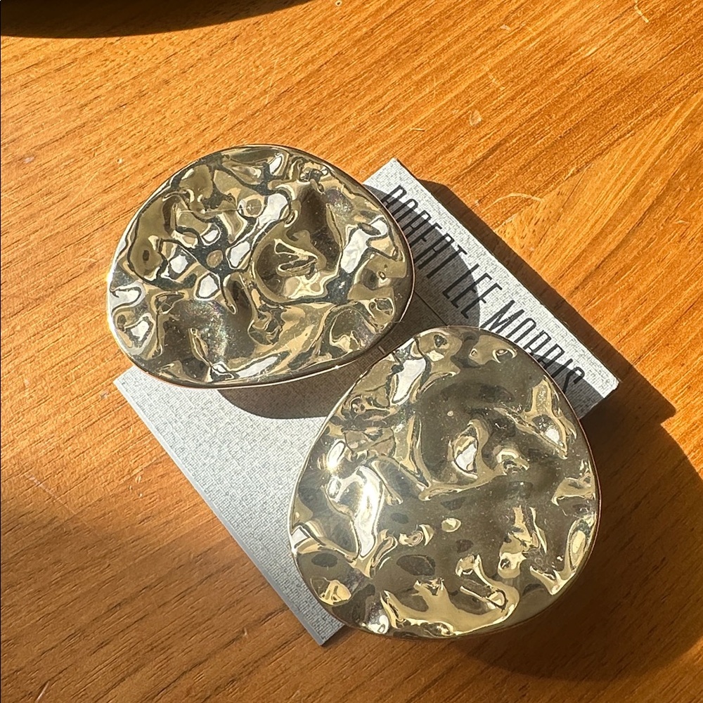 Robert Lee Morris Textured Gold Earrings. New